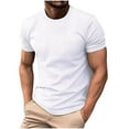 thumbnail image 1 of VSSSJ Crewneck T-Shirts for Men Short Sleeve Casual Muscle Fit Waffle Texture Shirt Summer Basic Solid Color Athletic Gym Fitness Tee Tops White XL, 1 of 1