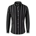 thumbnail image 1 of VSSSJ Dress Shirts for Men Striped Print Button Down Business Formal Shirts Wrinkle Free Slim Fit Stretch Casual Shirt Black XXXL, 1 of 7