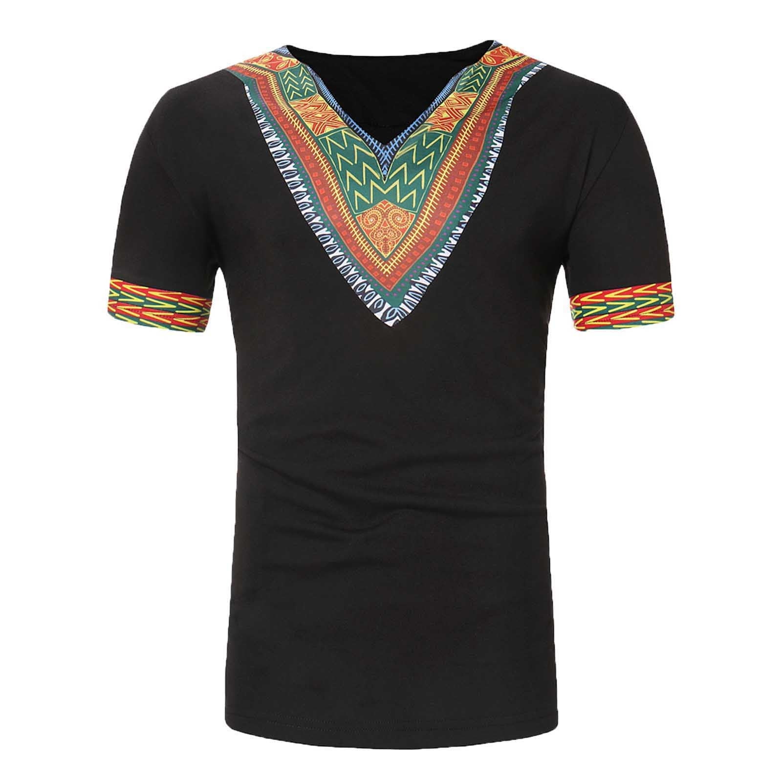 VSSSJ Ethnic Shirt for Men Regular Fit African Style Printed Short