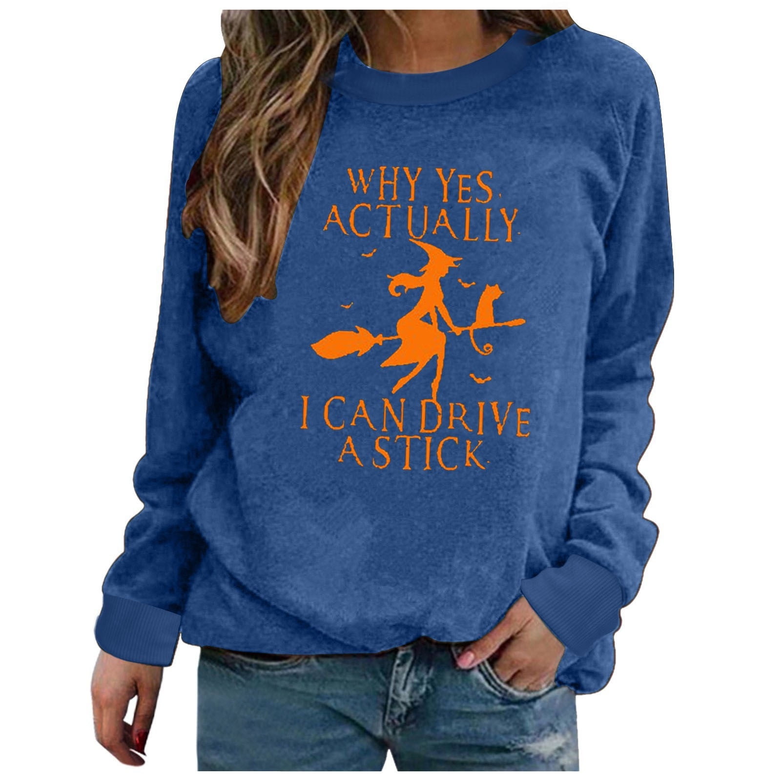 VSSSJ Funny Sweatshirts for Women Halloween Witch Comfy Long Sleeve T
