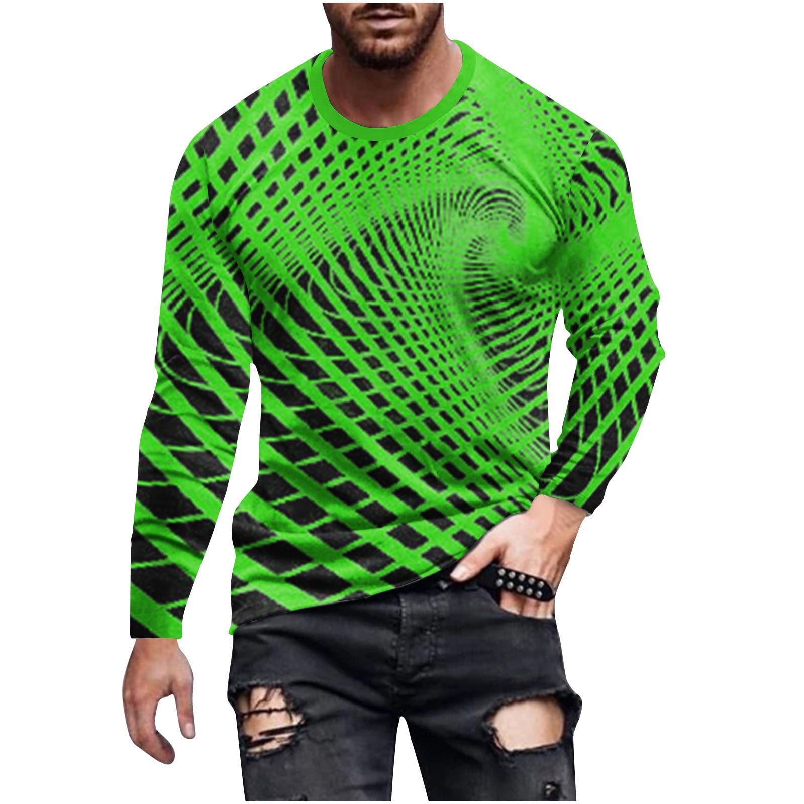 VSSSJ Graphic Shirts for Men Fashion 3D Digital Printed Round Neck ...