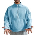 thumbnail image 1 of VSSSJ Half Zip Sweatshirts for Men Relaxed Fit Stand Collar Raglan Long Sleeve Pullover Fleece Lined Casual Solid Simple Fashion Sweatshirt Tops Light Blue M, 1 of 7