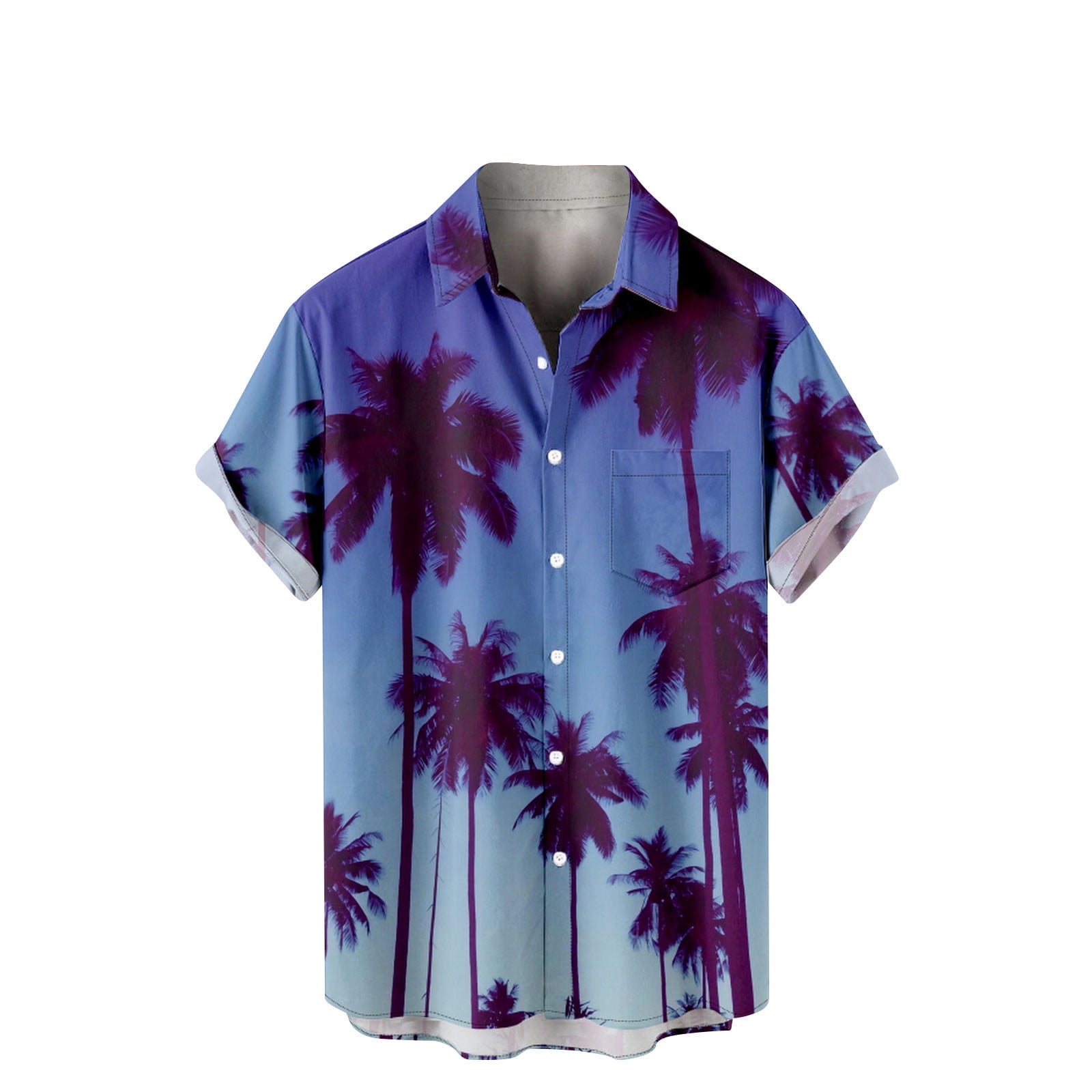 VSSSJ Hawaiian Shirts for Men Relaxed Fit Tropical Palm Tree Sunset Print  Short Sleeve Button Down Tees Summer Vacation Casual Tops Multicolor XXXL