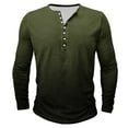 thumbnail image 1 of VSSSJ Henley Shirts for Men Big and Tall Dressy Gradient Printed Round Neck Long Sleeves Casual Button Up Comfy Pullover T-Shirts Army Green XL, 1 of 4
