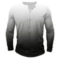 thumbnail image 1 of VSSSJ Henley Shirts for Men Big and Tall Dressy Gradient Printed Round Neck Long Sleeves Casual Button Up Comfy Pullover T-Shirts White L, 1 of 4