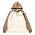 thumbnail image 1 of VSSSJ Hoodies for Men Fashion Color Block Long Sleeve Raglan Sweatshirts Casual Hooded Drawstring Pullover Tops Khaki XL, 1 of 3