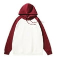 thumbnail image 1 of VSSSJ Hoodies for Men Fashion Color Block Long Sleeve Raglan Sweatshirts Casual Hooded Drawstring Pullover Tops Wine XXXL, 1 of 3