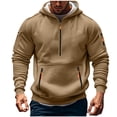 thumbnail image 1 of VSSSJ Hoodies for Men Quarter Zip Fleece Lined Pullover Sweatshirt Zipper Pockets Plus Size Long Sleeve Casual Fashion Hoodie Sweatshirts Khaki XXXXL, 1 of 5