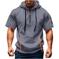 thumbnail image 1 of VSSSJ Hoodies for Men Quarter Zip Short Sleeve Lightweight Pullover Sweatshirt Casual Workout Oversized Hooded Tshirts with Pockets Gray XXL, 1 of 4