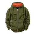 thumbnail image 1 of VSSSJ Hoodies for Men Quater Zip Up Fleece Lined Hooded Sweatshirt Jacket Casual Vintage Long Sleeve Multi-Pocket Cargo Hoodie Jackets Green S, 1 of 8