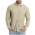 thumbnail image 1 of VSSSJ Linen Shirts for Men Regular Fit Long Sleeve Blouse Button Down Dress Shirts Vintage Turndown Collar Wedding Hawaiian Shirt Khaki XXXL, 1 of 6