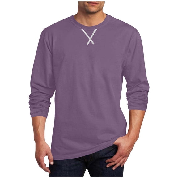VSSSJ Long Sleeve Shirts for Men Crew Neck Casual Basic Pullover Tee Tops Relaxed Fit Lightweight Solid Color Undershirt Base Layer Tops Purple M