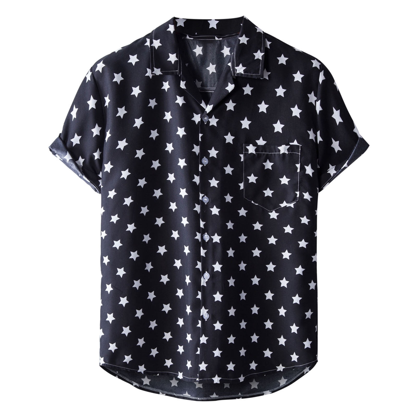Men's Rock Bass Guitar On Fire Casual Shirt - Loose Fit Short Sleeve Button-Up Top For Beach & Summer