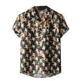 thumbnail image 1 of VSSSJ Men Hawaiian Shirts Loose Fit Casual Button Down Short Sleeve Collared Square Palm Tree Print Tops Summer Stylish Thin Beach Tshirts with Pocket Army Green XL, 1 of 8