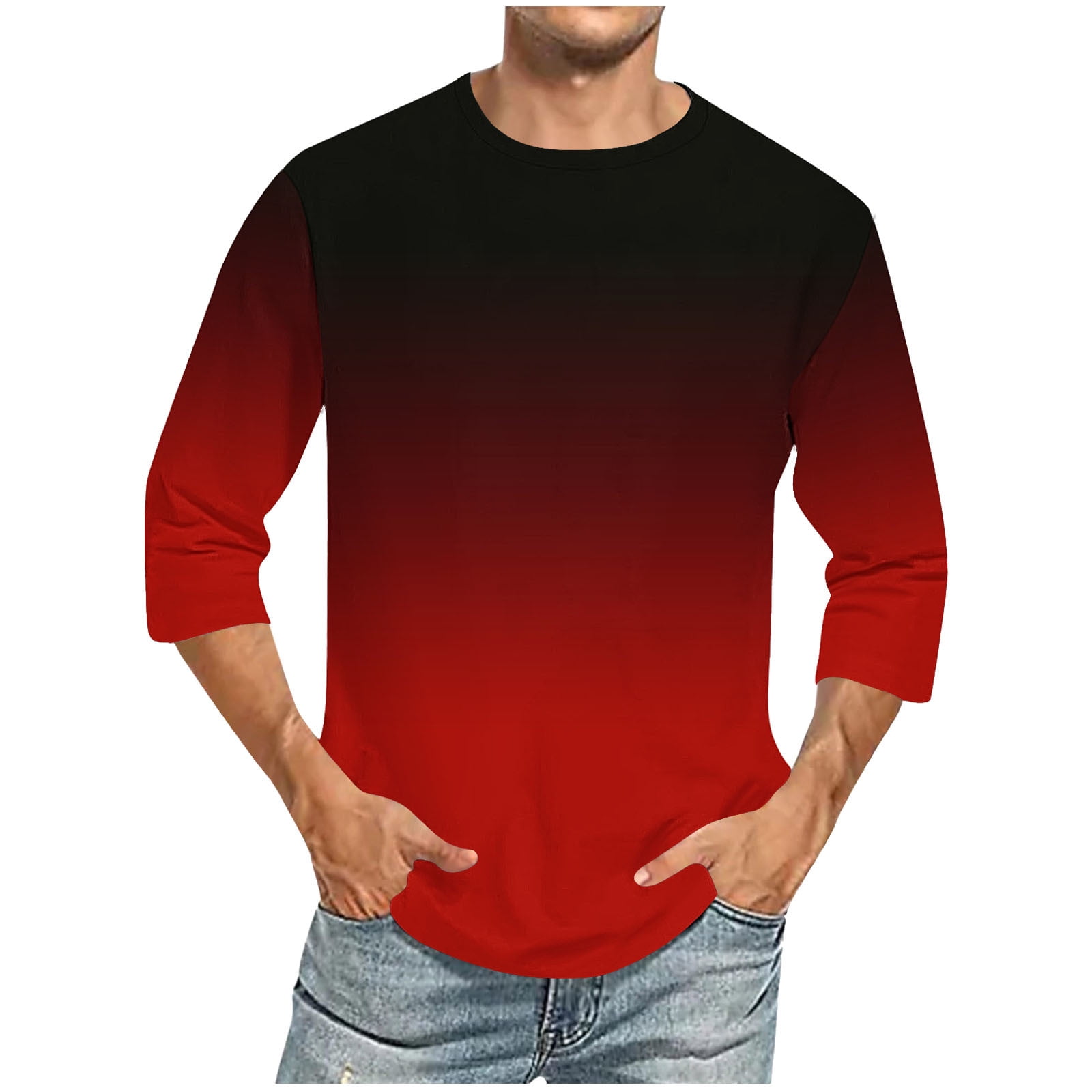 3/4 sleeve shirt with Red  Trim main image 1