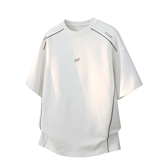 VSSSJ Men's Athletic Shirt Short Sleeve Crew Neck Casual Workout Pullover Tee Gym Fitness Running Lightweight Breathable T-Shirts White XXL