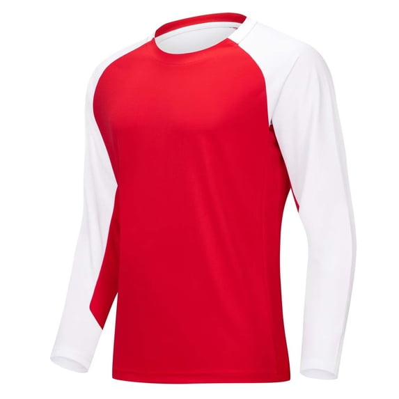 VSSSJ Men's Athletic T-Shirt Fashion Casual Color Block Raglan Long Sleeve Crew Neck Tee Gym Running Sports Baseball T Shirts Red XL