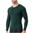 thumbnail image 1 of VSSSJ Men's Athletic T-Shirt Solid Color Slim Fit Long Sleeve Round Neck Lightweight Breathable Gym Fitness Workout Running Training Tops Dark Green XXXL, 1 of 4