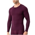 thumbnail image 1 of VSSSJ Men's Athletic T-Shirt Solid Color Slim Fit Long Sleeve Round Neck Lightweight Breathable Gym Fitness Workout Running Training Tops Wine S, 1 of 4