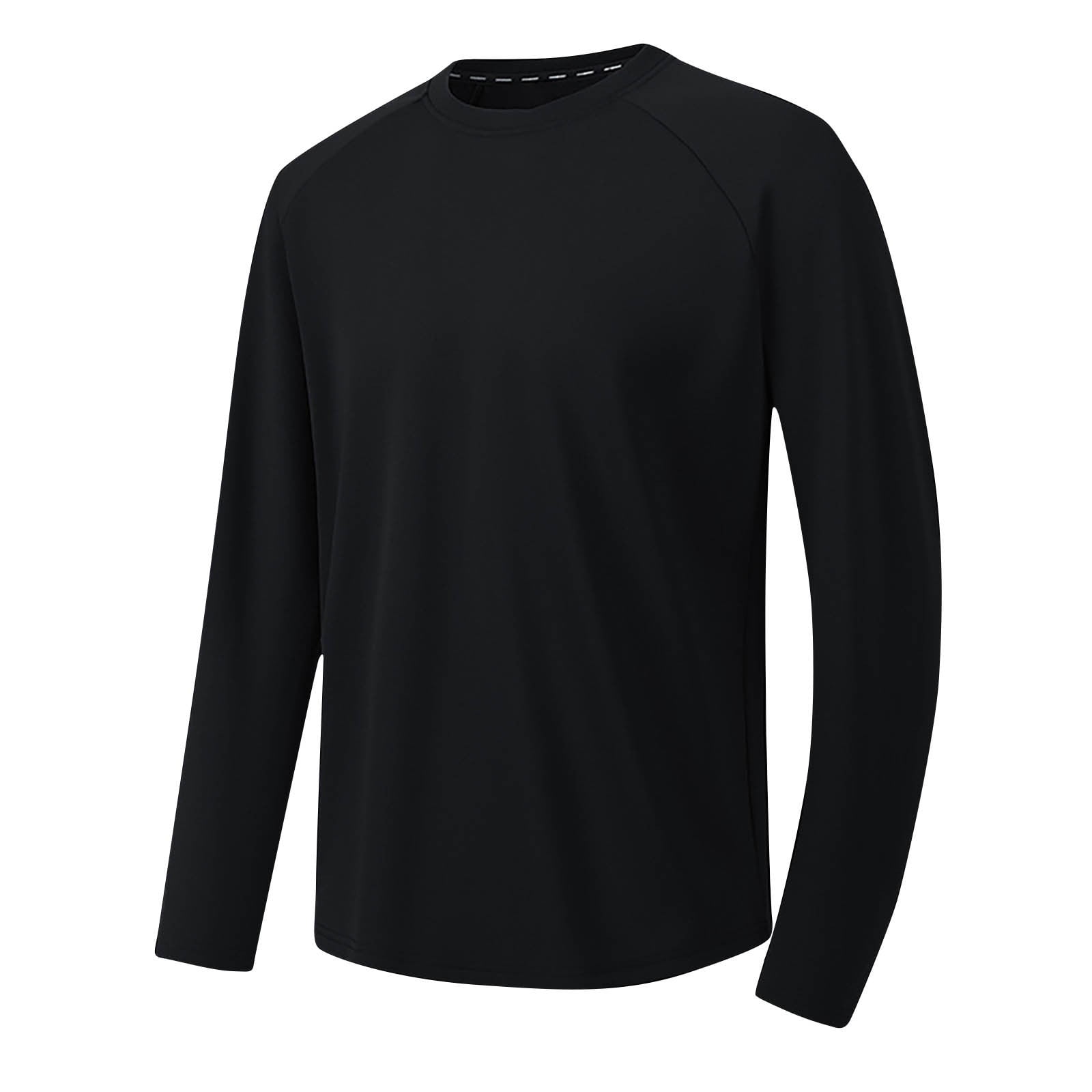 VSSSJ Men's Athletic T-Shirts Long Sleeve Raglan Crew Neck Muscle Fit Workout Fitness Running Solid Color Basic Pullover Shirt Black XXXL