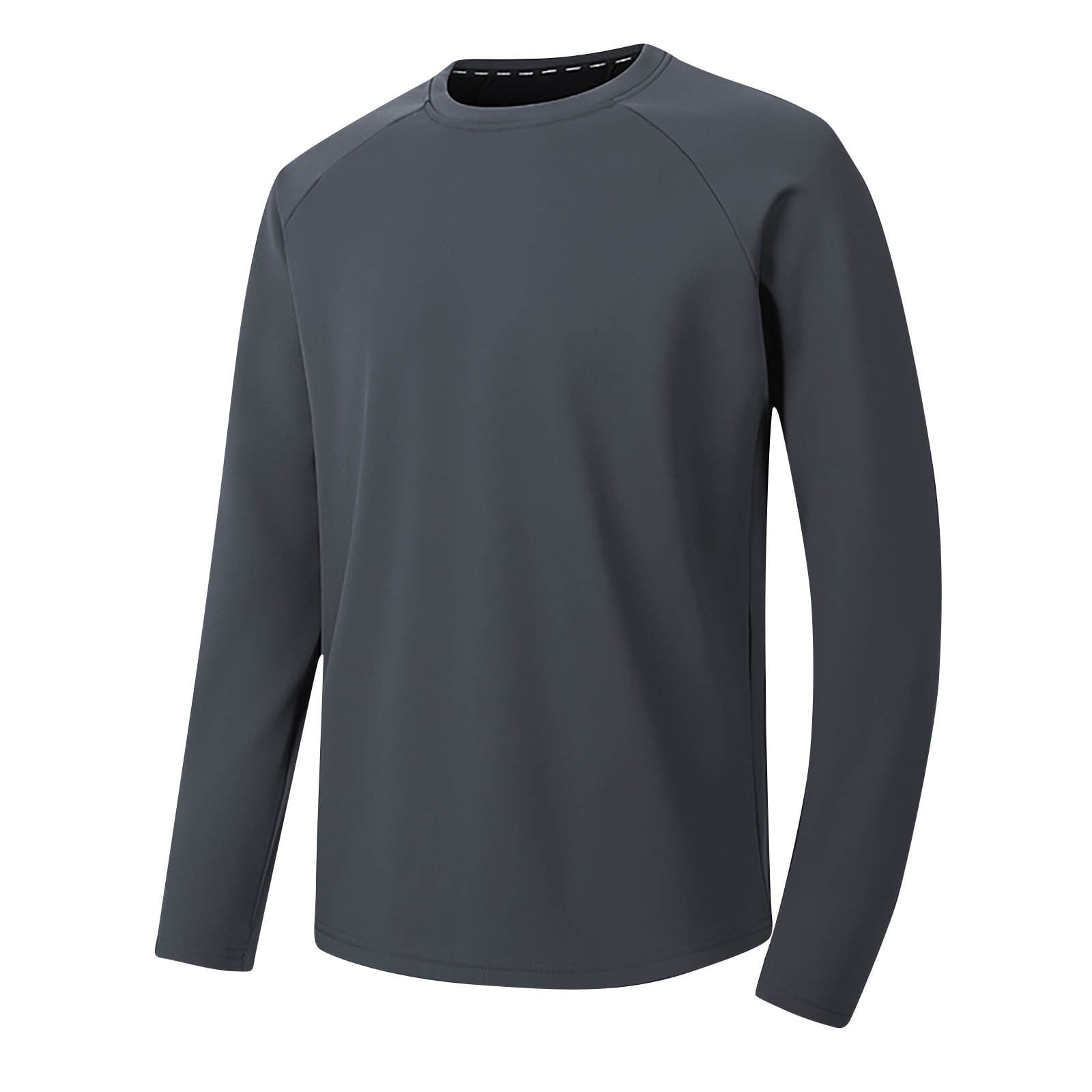 VSSSJ Men's Athletic T-Shirts Long Sleeve Raglan Crew Neck Muscle Fit Workout Fitness Running Solid Color Basic Pullover Shirt Dark Gray M
