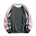 thumbnail image 1 of VSSSJ Men's Baggy Sweatshirt Patchwork Color Block Crew Neck Sweatshirts Drop Shoulder Long Sleeve Casual Oversized Pullover Streetwear Pink XL, 1 of 3
