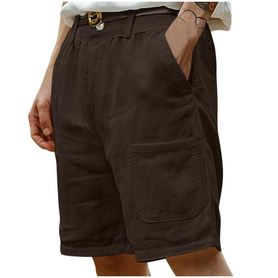 VSSSJ Men's Beach Shorts Lightweight Loose Fit Button Fly Zipper Summer Vacation Outdoor Casual Swim Board Shorts With Pockets Brown L