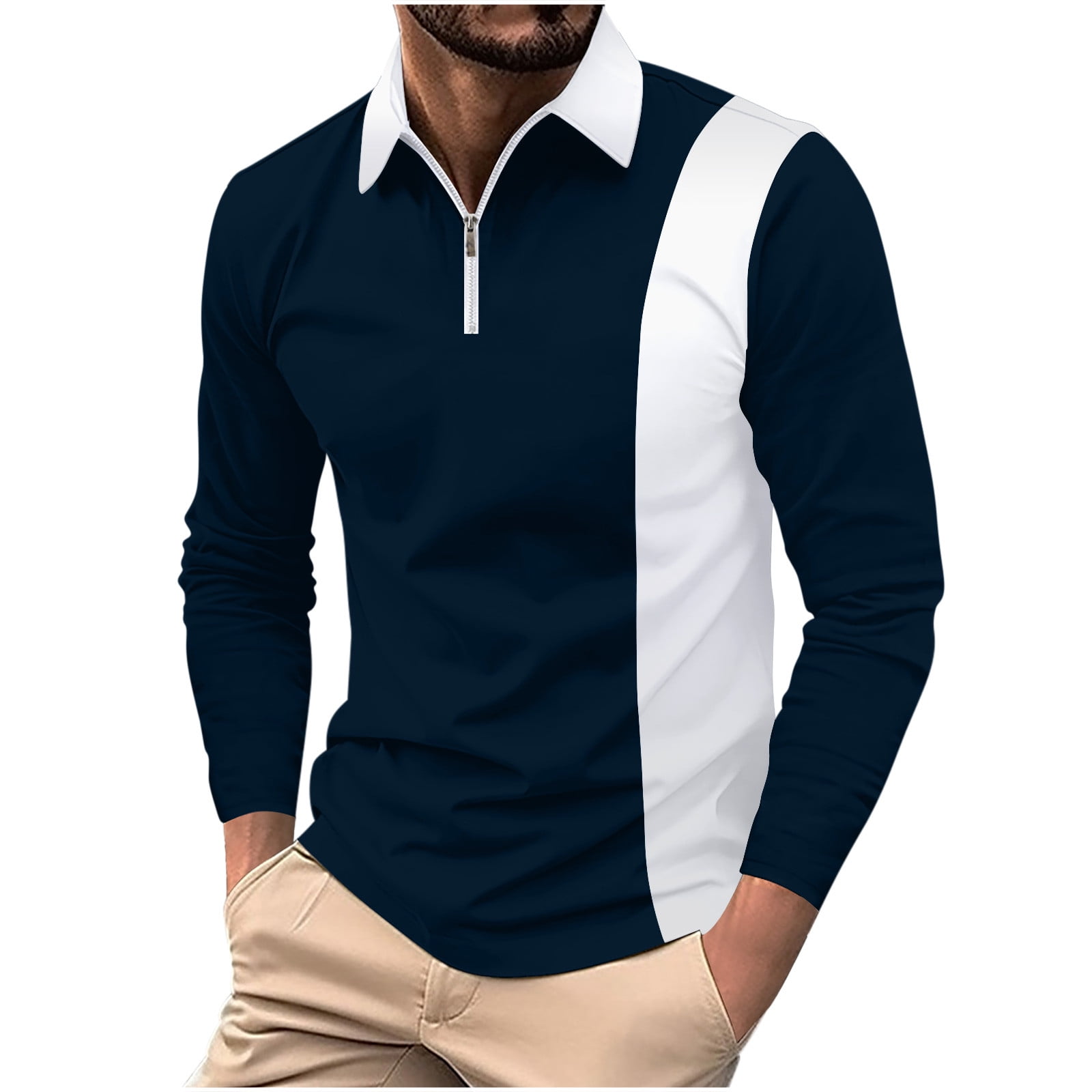 VSSSJ Men's Big And Tall Long Sleeve Shirts Casual Turndown Collar Half ...