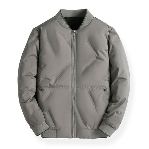 VSSSJ Men's Big and Tall Cotton Coats Thickening Solid Color Long Sleeve Full-Zip Stand Collar Jackets Winter Windproof Thermal Coat with Pocket Khaki XXL