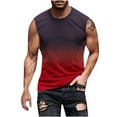 thumbnail image 1 of VSSSJ Men's Big And Tall Muscle Vest Casual Summer Fashion Gradient Print Tank Tops Regular Fit Crewneck Sleeveless Workout Quick Dry Comfy Breathable Vest Red XXL, 1 of 5