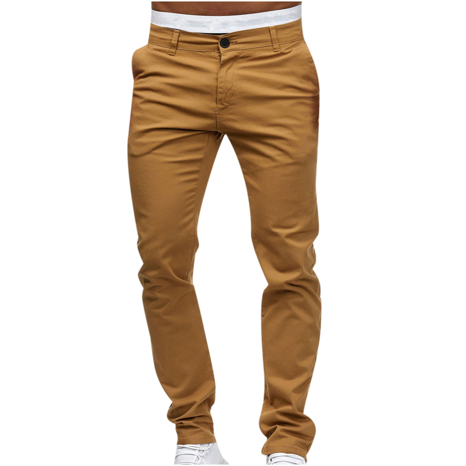 VSSSJ Men's Big and Tall Pants Solid Color Button Ziper Elastic Waist ...