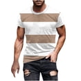 thumbnail image 1 of VSSSJ Men's Big and Tall T-Shirts Casual Striped Color Block Short Sleeve Shirt Fashion Loose Summer Crewneck Sports Muscle T Shirt Khaki XXXL, 1 of 5