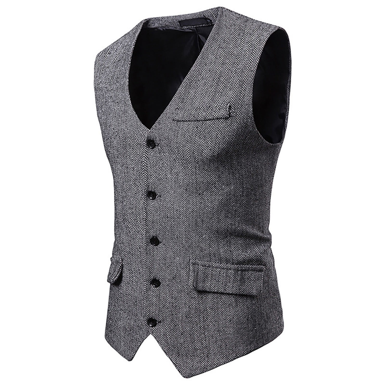 VSSSJ Men's Blazer Waistcoat Relaxed Fit Solid Color Single