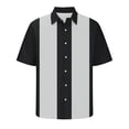 thumbnail image 1 of VSSSJ Men's Bowling Shirts Short Sleeve Color Block Casual Fashion Summer Shirt Comfy Loose Vacation Beach Button Down Shirt Black L, 1 of 5