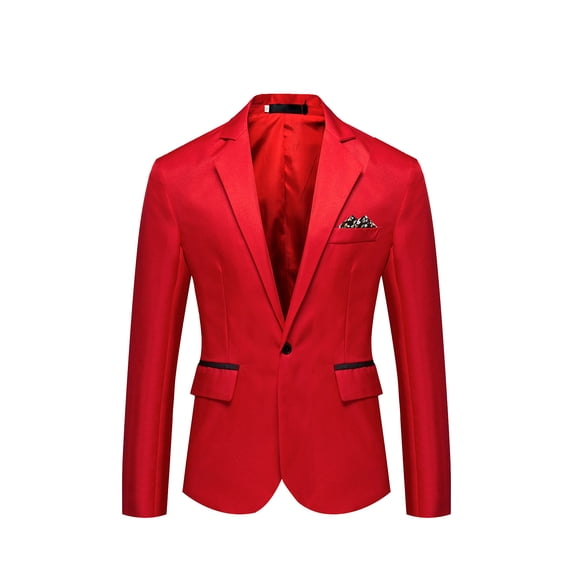 VSSSJ Men's British Style Blazers Loose Fit Solid Color Long Sleeve One Button Formal Jacket Casual Fashion High Performance Suit Coat Red XXL
