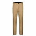 thumbnail image 1 of VSSSJ Men's Business Dress Pants Slim Fit Solid Color Elastic Waistband Button Zipper Straight Suits Pants Daily Holiday Breathable Formal Trousers Khaki XXXXXL, 1 of 3