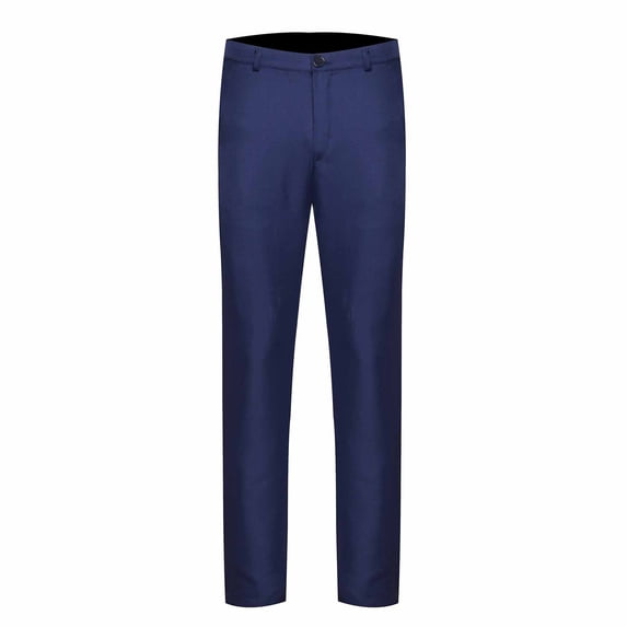 VSSSJ Men's Business Dress Pants Slim Fit Solid Color Elastic Waistband Button Zipper Straight Suits Pants Daily Holiday Breathable Formal Trousers Navy XXXXL