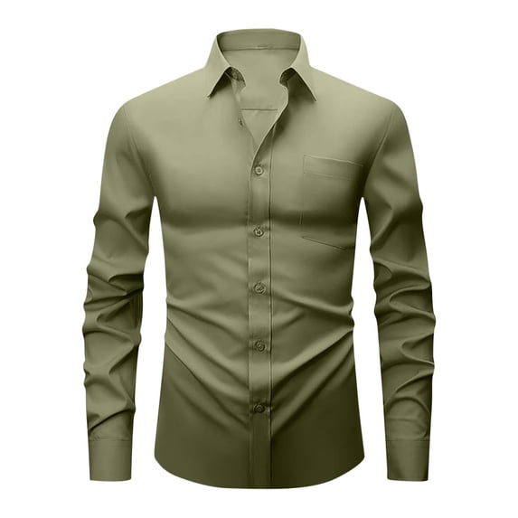 VSSSJ Men's Business Shirts Casual Regular Fit Pocket Lapel Collar Button Down Dress Shirt Stretch Long Sleeve Formal Office Shirt Mint Green XXXL