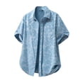thumbnail image 1 of VSSSJ Men's Button Down Shirt Short Sleeve Collared Vintage Shirts Relaxed Fit Summer Casual Vacation Beach Shirts with Pocket Blue M, 1 of 7