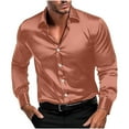 thumbnail image 1 of VSSSJ Men's Button Down Shirt Vintage Solid Color Long Sleeve Lapel Collar Casual Shirt Comfortable Regular Fit Business Shirt Top‌s Rose Gold XL, 1 of 9