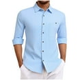 thumbnail image 1 of VSSSJ Men's Button Down Shirts Long Sleeve Casual Linen Shirts with Pocket Relaxed Fit Lightweight Vacation Beach Shirt Sky Blue L, 1 of 8