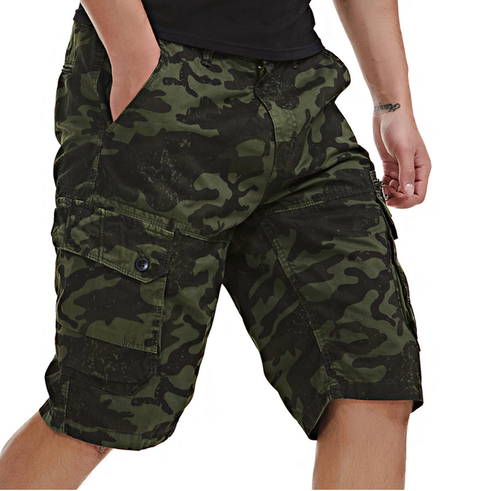 VSSSJ Men s Cargo Shorts Big and Tall Camouflage Printed Zipper