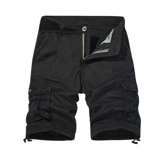 VSSSJ Men's Cargo Shorts Cotton Relaxed Fit Outdoor Multi-Pocket Work Shorts Classic Summer Casual Running Hiking Shorts(No Belt) Black XL