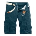 thumbnail image 1 of VSSSJ Men's Cargo Shorts Summer Button Zipper Solid Color Outdoor Hiking Pants Casual Comfortable Work Shorts With Multiple Pockets Dark Blue S, 1 of 8