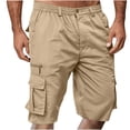 thumbnail image 1 of VSSSJ Men's Cargo Shorts With Button Fly Zipper Elastic Waist Multiple Pockets Loose Fit Lightweight Outdoor Casual Work Utility Shorts Khaki XL, 1 of 6
