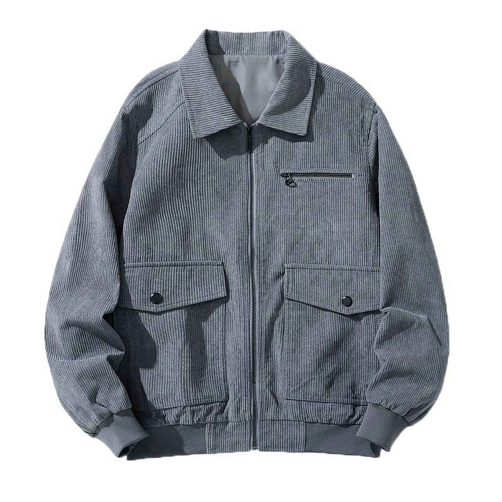 Men's Plus Size Corduroy Collar Button Up Denim Jacket