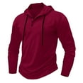 thumbnail image 1 of VSSSJ Men's Casual Fashion Button Up Pullover Hoodies Athletic Fit Solid Color Long Sleeve Comfy Trendy Drawstring Hooded Big And Tall Sweatshirts Wine S, 1 of 4