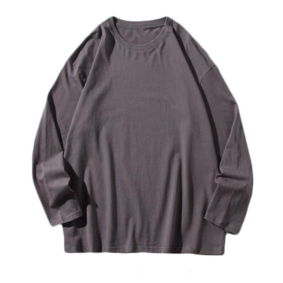 VSSSJ Men's Casual Round Neck Sweatshirts Plus Size Solid Color Long Sleeve Pullover Tops Fashion Thin Lightweight Bottoming Sweatshirt Dark Gray S