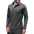 thumbnail image 1 of VSSSJ Men's Casual Shirts Long Sleeve Button Up Vintage T-Shirt with Pocket Lapel Collar Regualr Fit Solid Basic Daily Tees Tops Dark Gray XL, 1 of 7