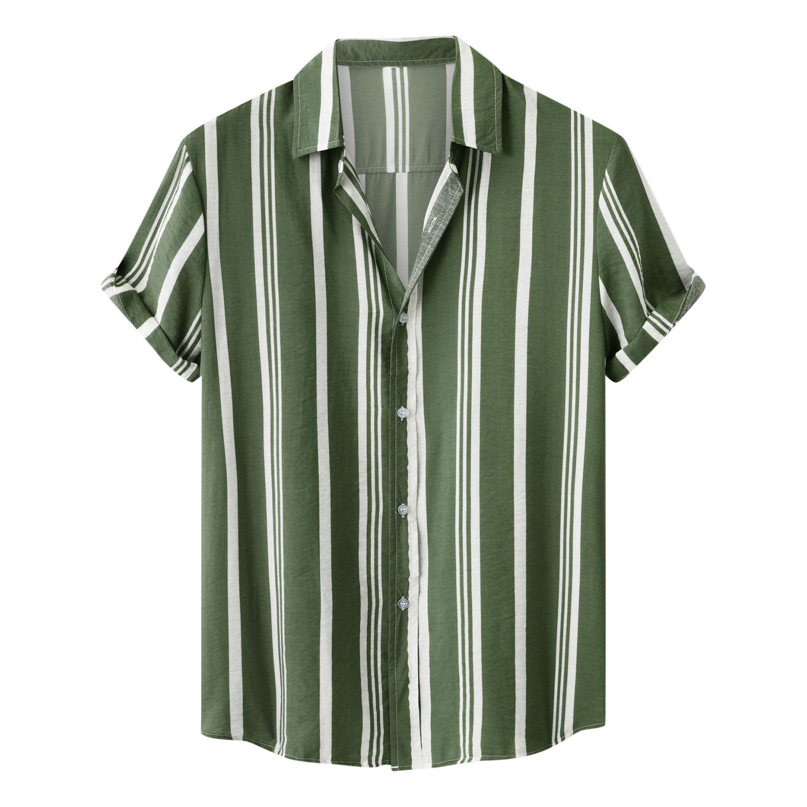 VSSSJ Men's Casual Shirts Slim Fit Striped Print Short
